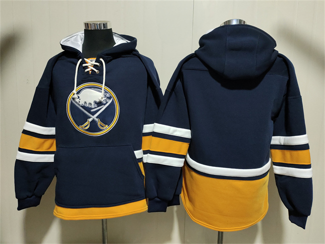Men's Navy Buffalo Sabres Blank Ageless Must-Have Lace-Up Pullover Hoodie